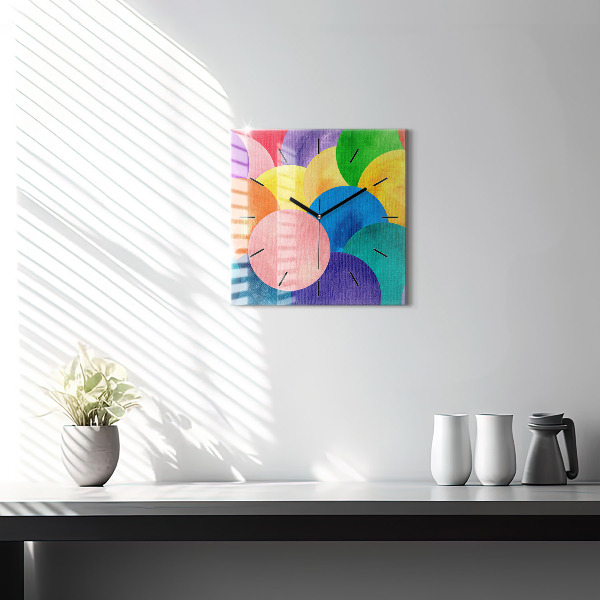 Square glass wall clock Abstract circles