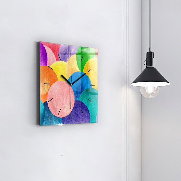 Square glass wall clock Abstract circles