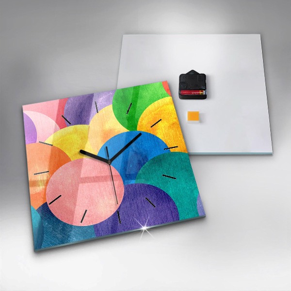Square glass wall clock Abstract circles