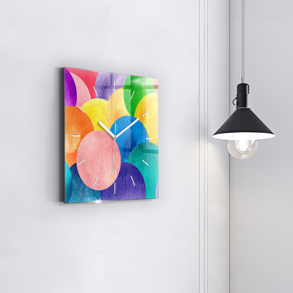 Square glass wall clock Abstract circles