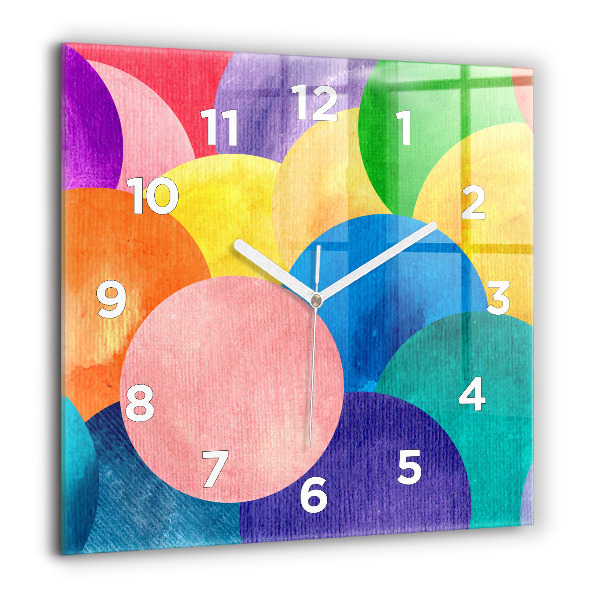 Square glass wall clock Abstract circles