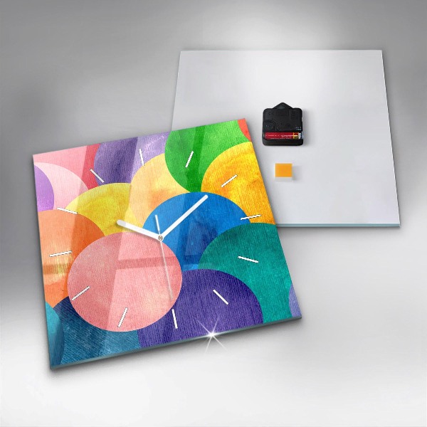 Square glass wall clock Abstract circles