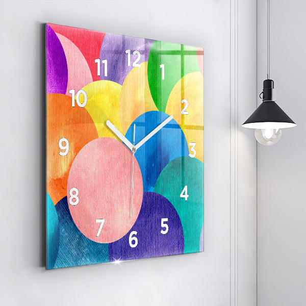 Square glass wall clock Abstract circles