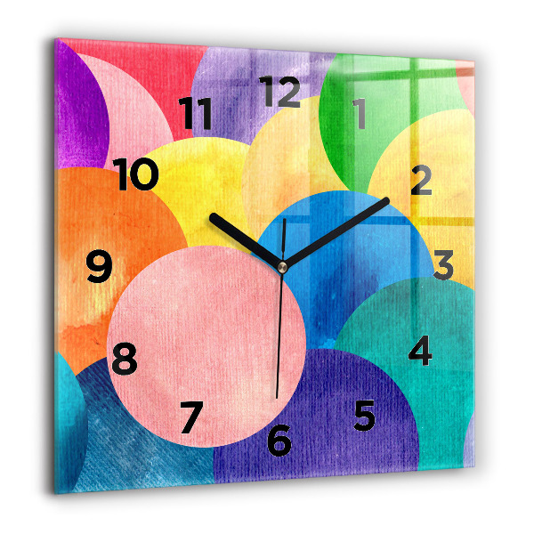 Square glass wall clock Abstract circles