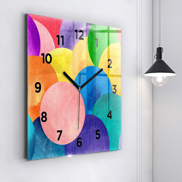 Square glass wall clock Abstract circles