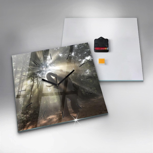 Square glass wall clock Elephant in the jungle
