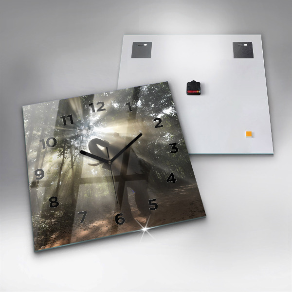 Square glass wall clock Elephant in the jungle