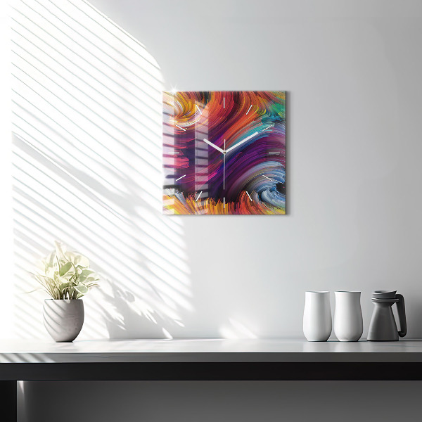Square glass wall clock Abstraction hall