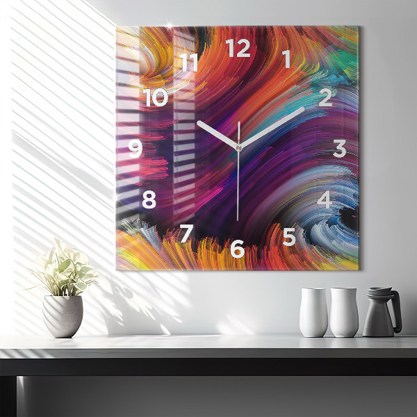 Square glass wall clock Abstraction hall