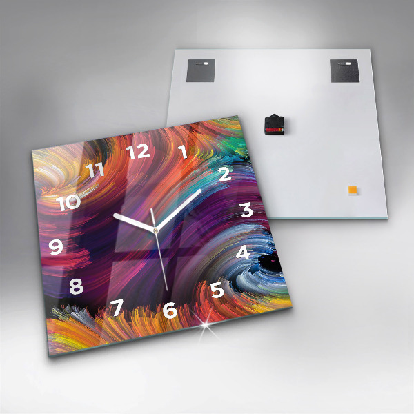 Square glass wall clock Abstraction hall