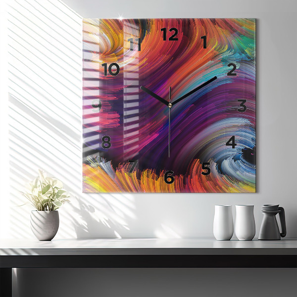 Square glass wall clock Abstraction hall