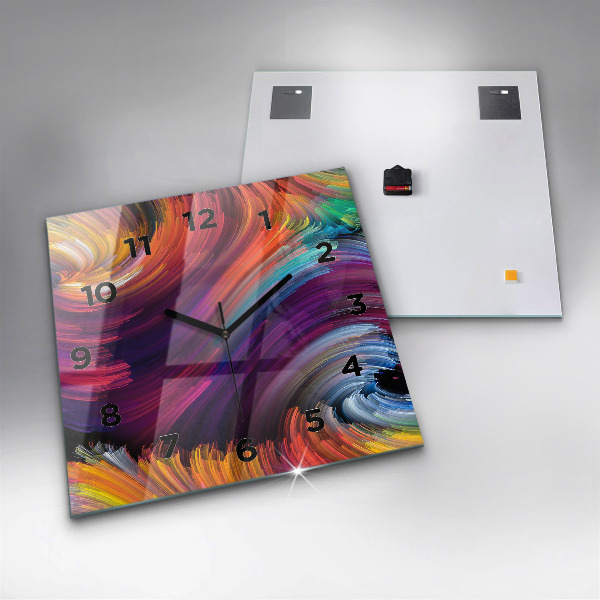 Square glass wall clock Abstraction hall