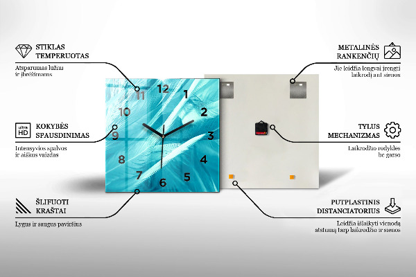 Square glass wall clock Abstraction hall