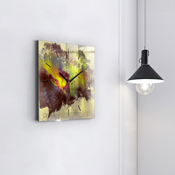 Square glass wall clock Woman in the forest