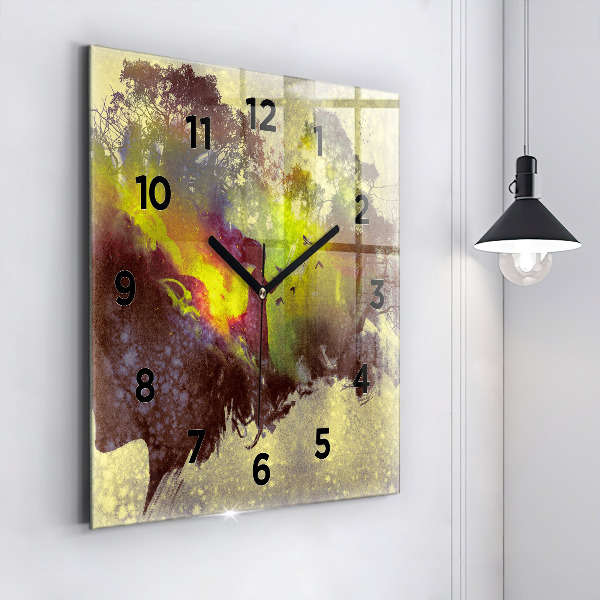 Square glass wall clock Woman in the forest