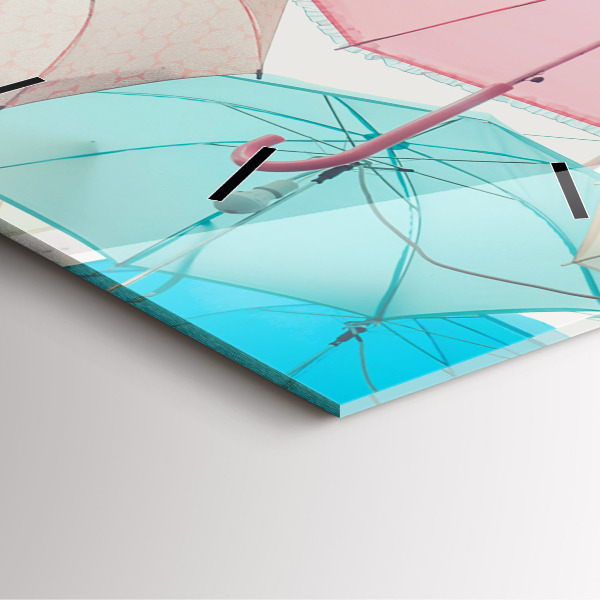 Square glass wall clock Pastel umbrellas