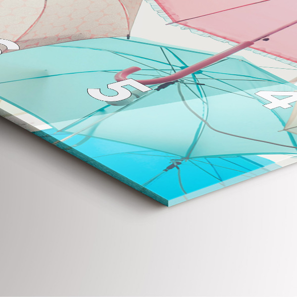 Square glass wall clock Pastel umbrellas