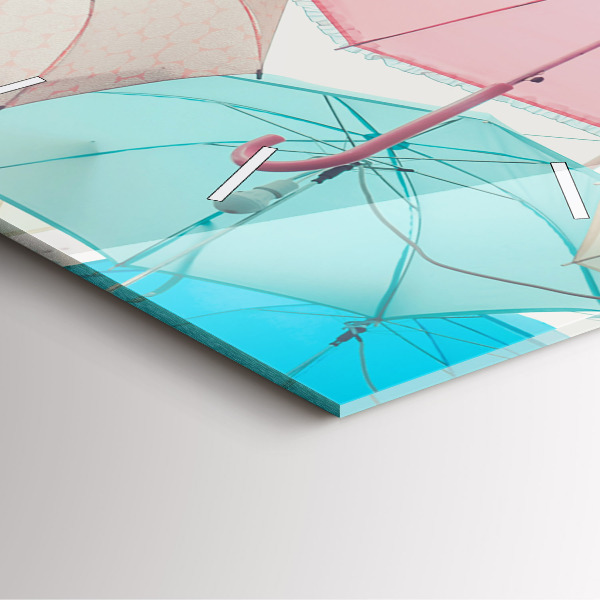 Square glass wall clock Pastel umbrellas