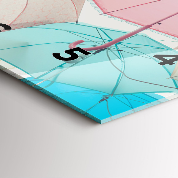 Square glass wall clock Pastel umbrellas
