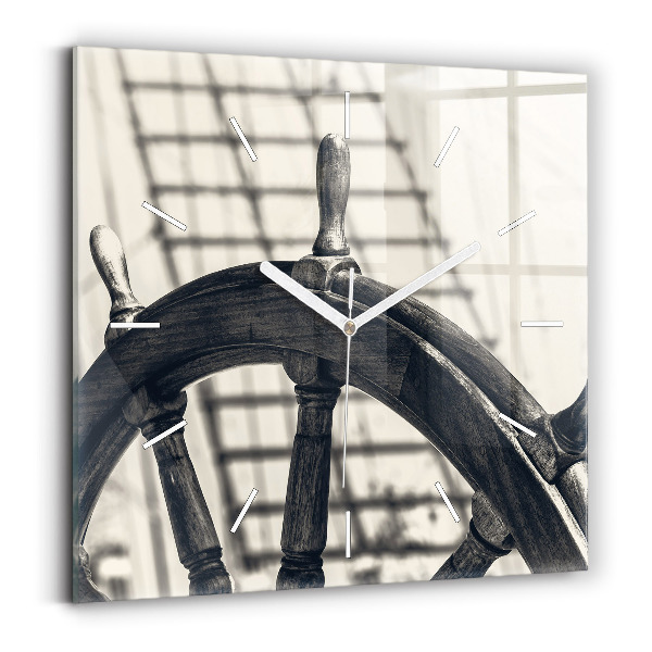 Square glass wall clock Ancient ship
