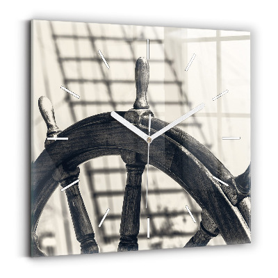 Square glass wall clock Ancient ship