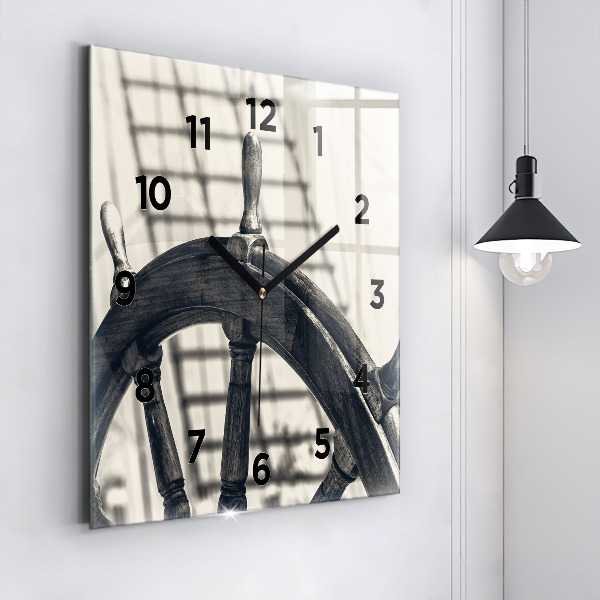 Square glass wall clock Ancient ship