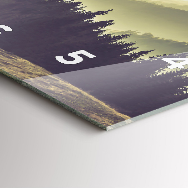 Square glass wall clock Misty mountain slopes