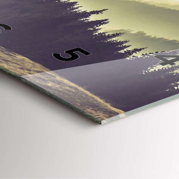 Square glass wall clock Misty mountain slopes