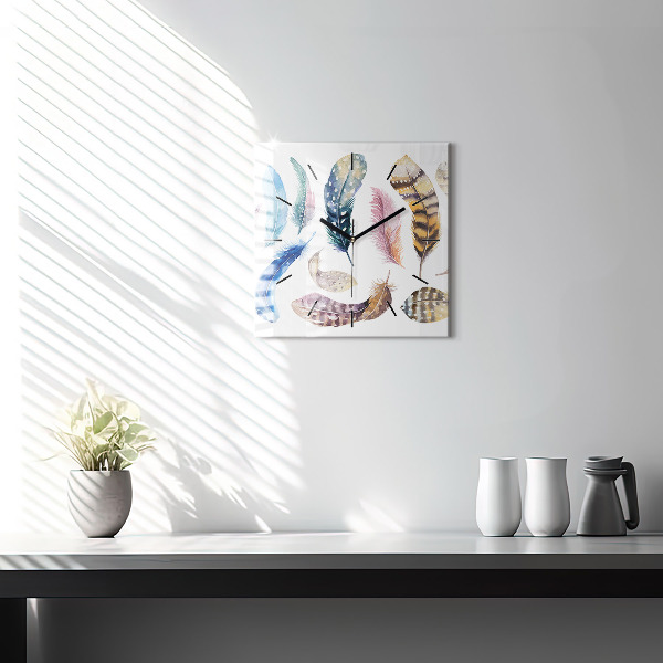 Square glass wall clock Retro art illustration