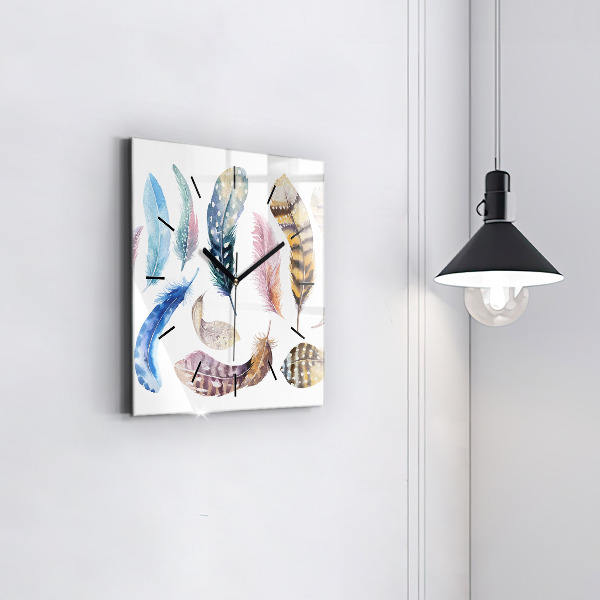 Square glass wall clock Retro art illustration