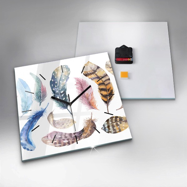 Square glass wall clock Retro art illustration