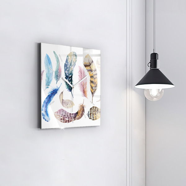 Square glass wall clock Retro art illustration