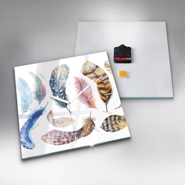Square glass wall clock Retro art illustration