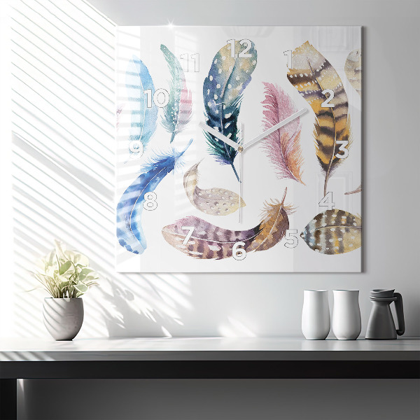 Square glass wall clock Retro art illustration