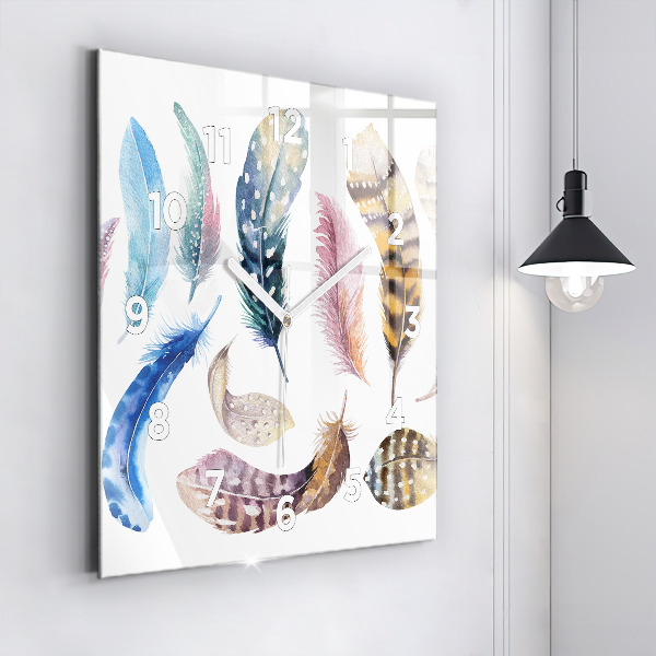 Square glass wall clock Retro art illustration