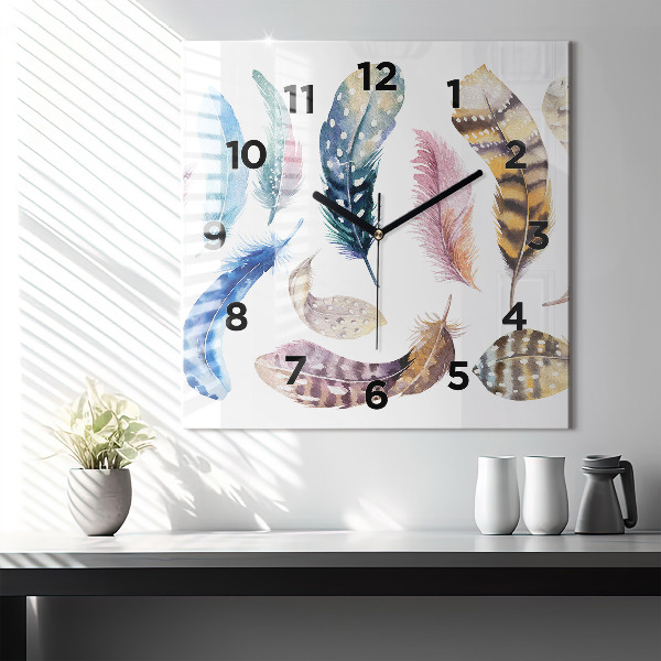 Square glass wall clock Retro art illustration