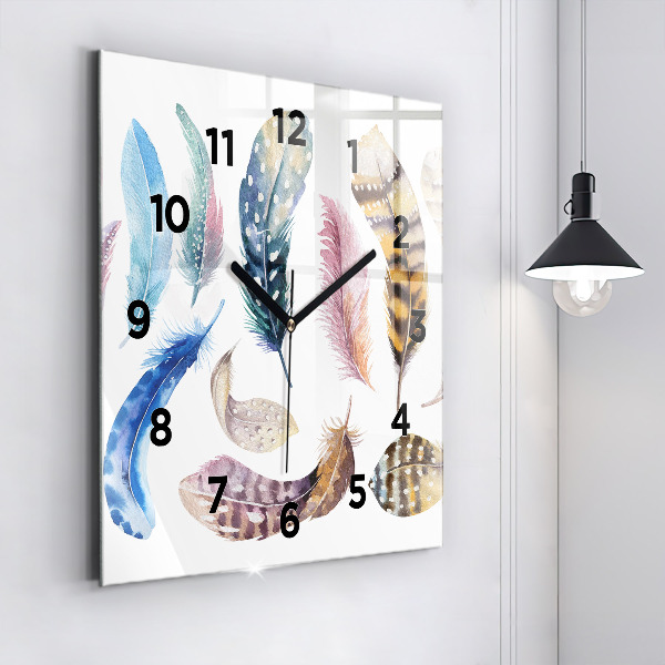 Square glass wall clock Retro art illustration