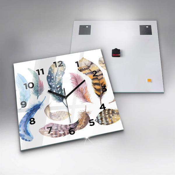 Square glass wall clock Retro art illustration