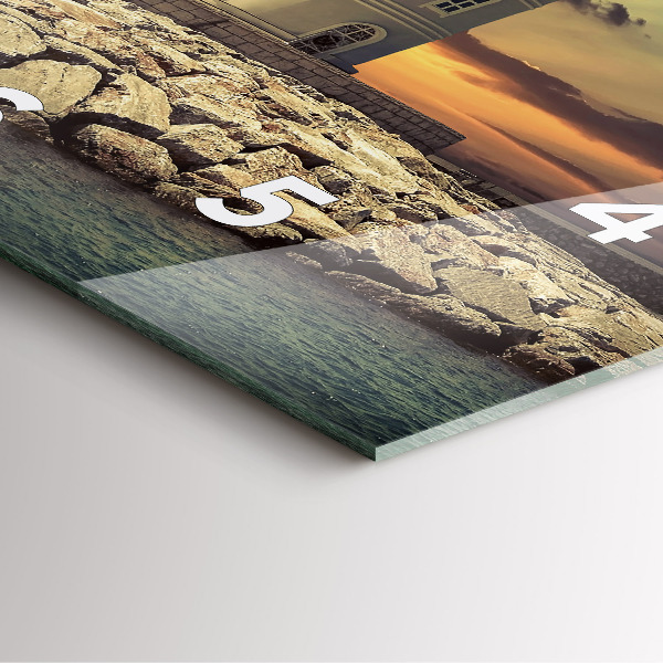 Square glass wall clock Lighthouse on the water