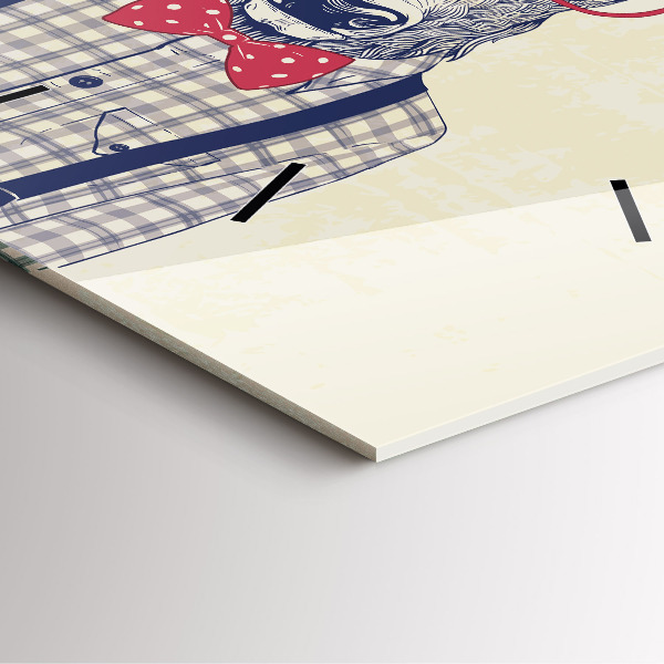 Square glass wall clock Deer in a shirt