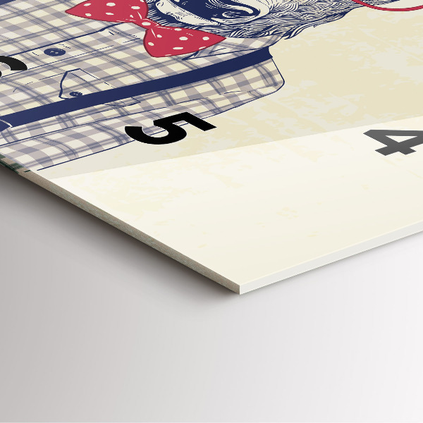 Square glass wall clock Deer in a shirt