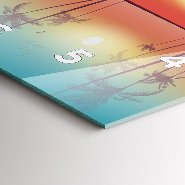 Square glass wall clock Tropical palm trees