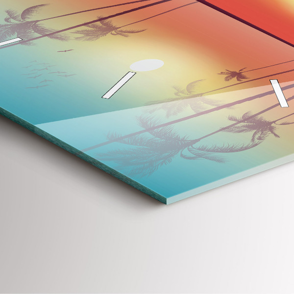 Square glass wall clock Tropical palm trees