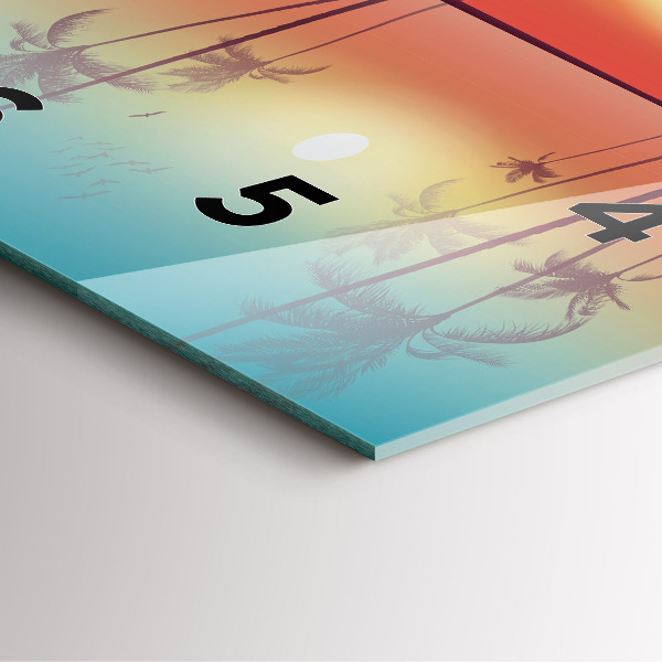 Square glass wall clock Tropical palm trees