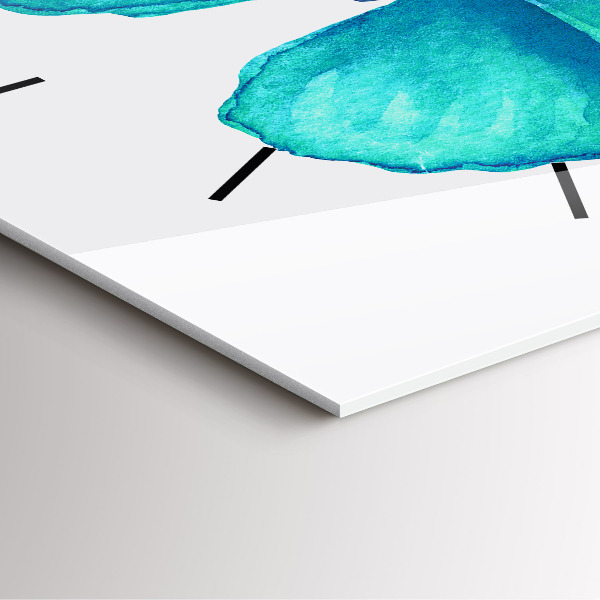 Square glass wall clock Turquoise Summer Butterfly