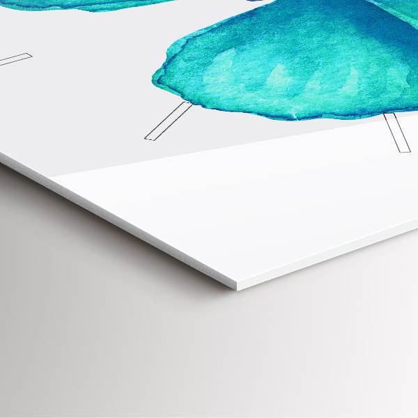 Square glass wall clock Turquoise Summer Butterfly