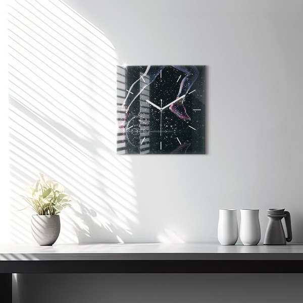 Square glass wall clock Healthy lifestyle and running