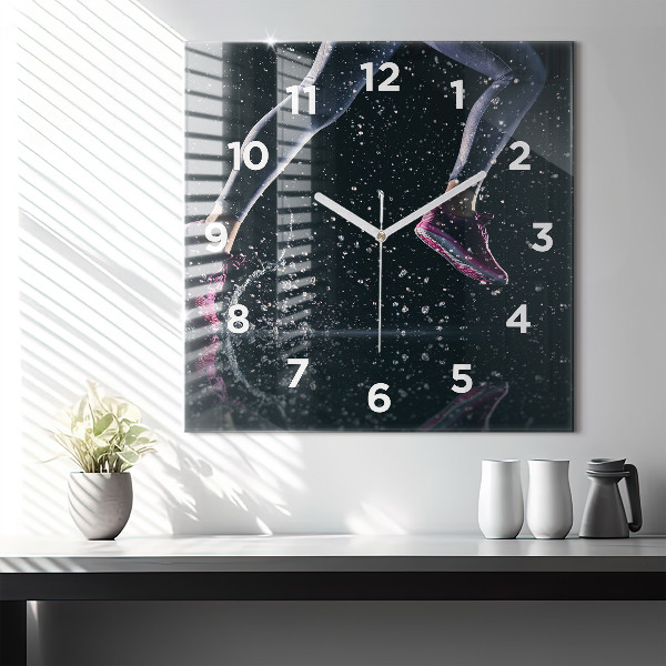 Square glass wall clock Healthy lifestyle and running