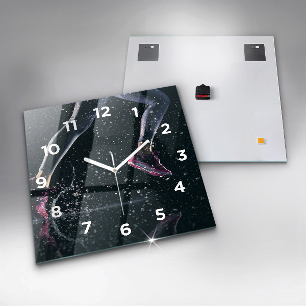Square glass wall clock Healthy lifestyle and running