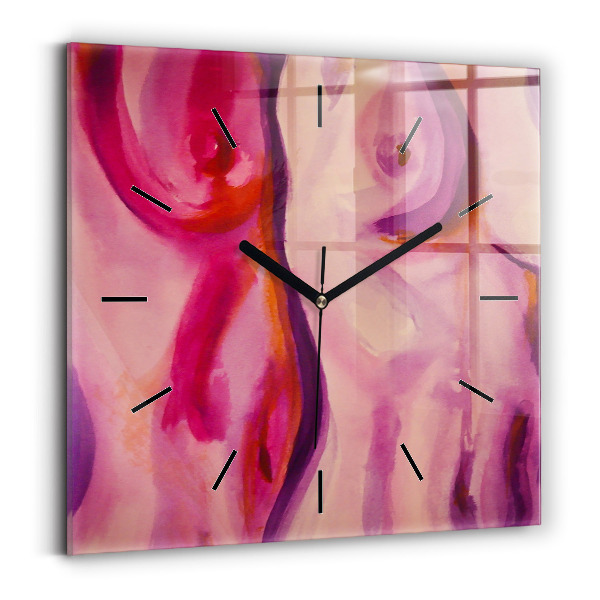 Square glass wall clock Painting Women